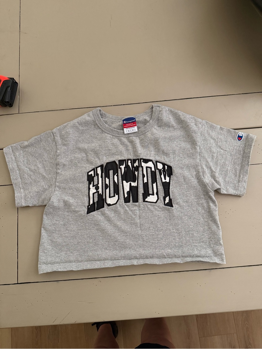 Champion Gray Short-Sleeve Tee with 'HOWDY' Black Graphic